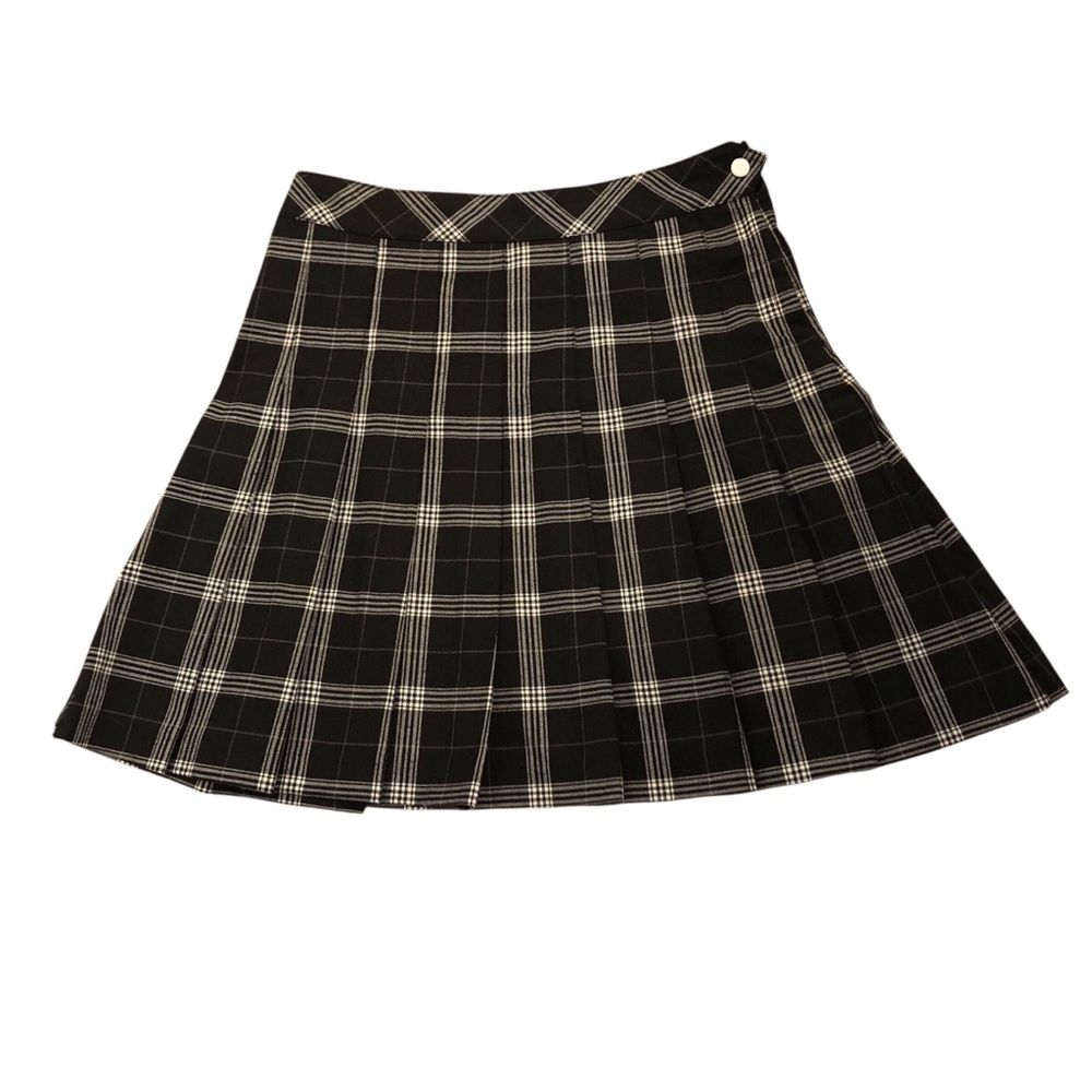 Black & White Plaid Pleated Miniskirt Size 4 Preppy, Whimsigoth